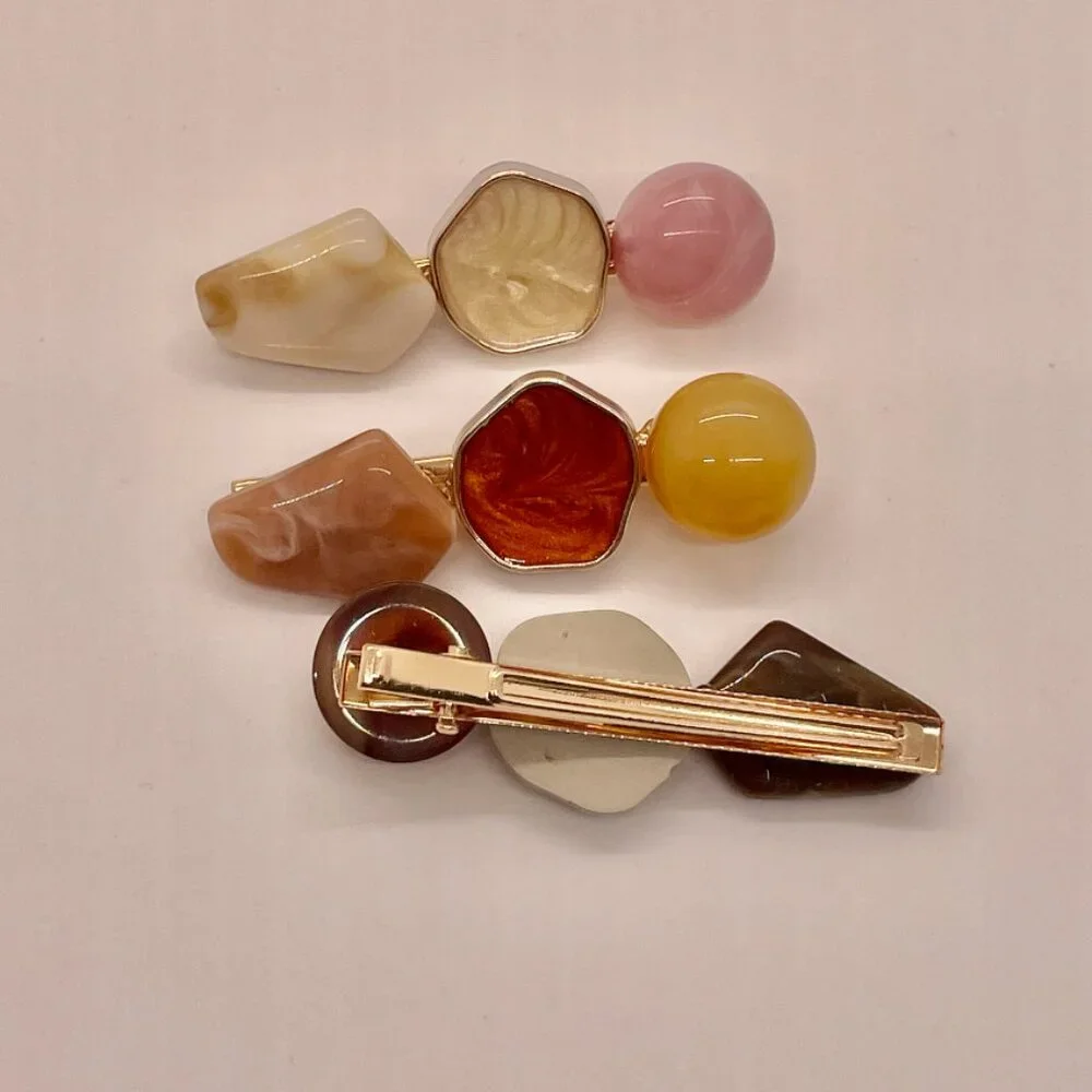 ⭐️❤️ FREE Stone Geode Boho Peasant Hipster Hippie Deco Farm Chic Hair Barrettes